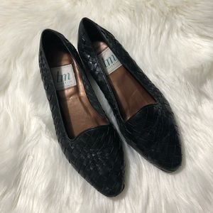 Thom Mcan loafer style black leather woven flats